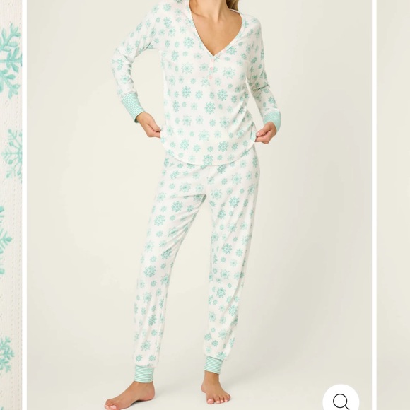 Pj Salvage NWT Snowflake Wishes Pointelle Pants Set Size Large - Picture 2 of 11